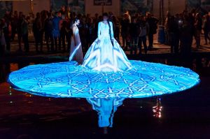 Sheherazade, floating dress with 3d videomapping © lottebovi.nl