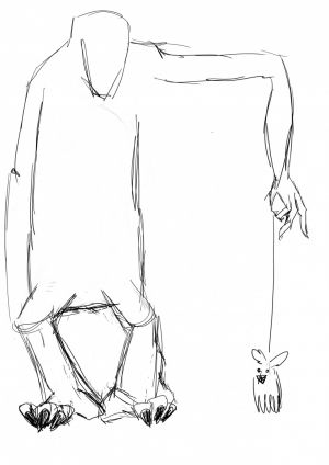 A big man with a small dog by MetroMonster